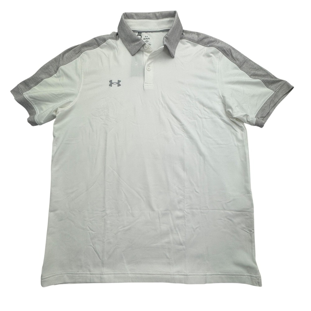 Under Armour Shirt Mens Large White Gray UA Trophy Polo Golf Performance New NWT
